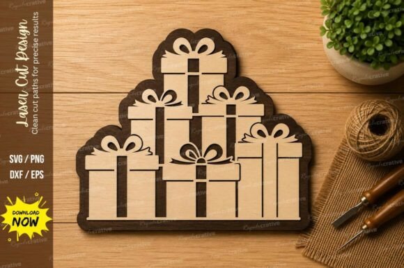 Download Stacked Christmas Gifts Laser Cut SVG - Gifts Collection