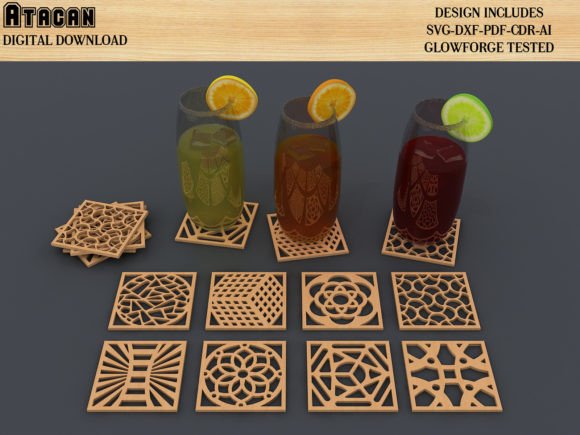 Download Coaster Design Set / Glowforge Laser Cut - Glowforge laser Collection