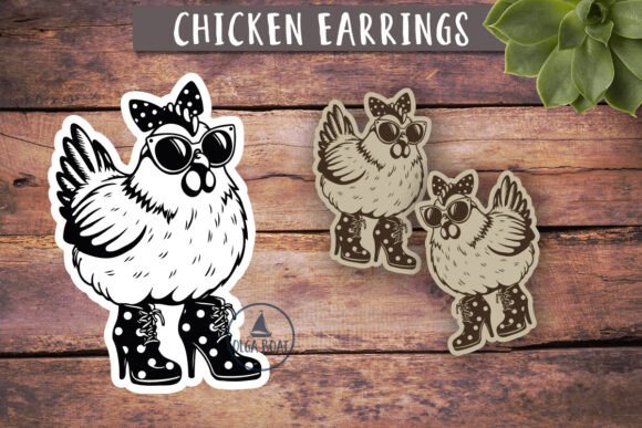 Download Crazy Chicken Earrings | Glowforge Laser - Glowforge laser Collection