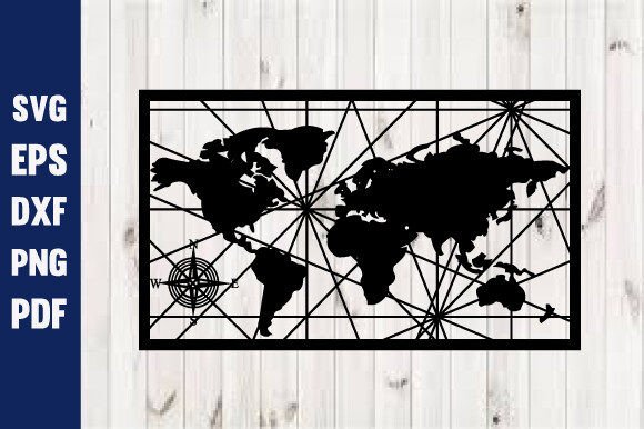 Download World Map Wall Art Decor Laser Cut Dxf - Laser cut dxf Collection